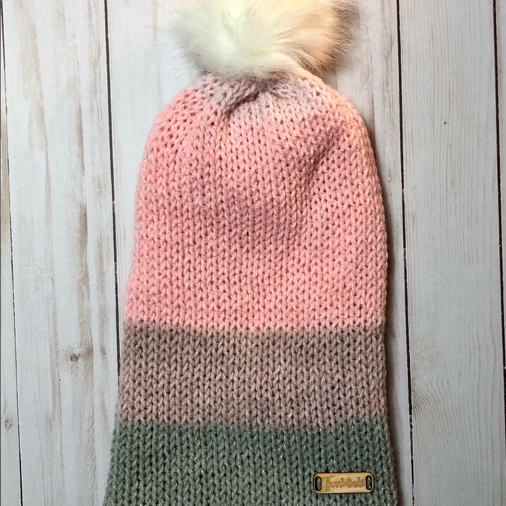 Pink and Gray Ombre Pom Pom Beanie